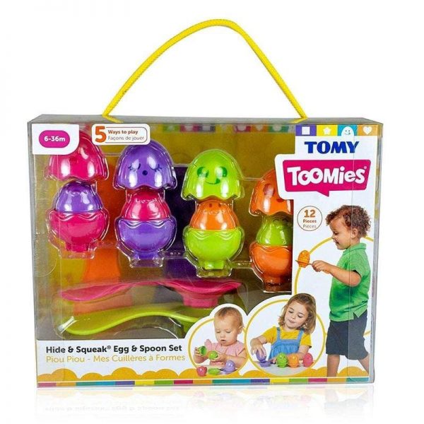tomy hide and squeak egg and spoon set 2